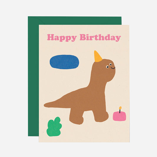Carte d'anniversaire dino happy birthday : carte de voeux pour enfant