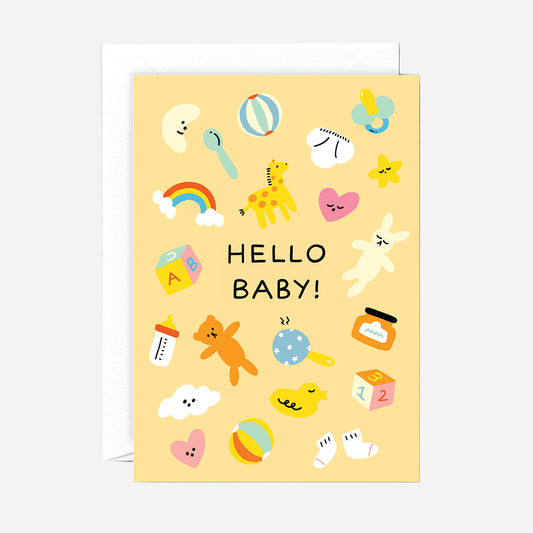 Hello Baby greeting card: original baby shower greeting card
