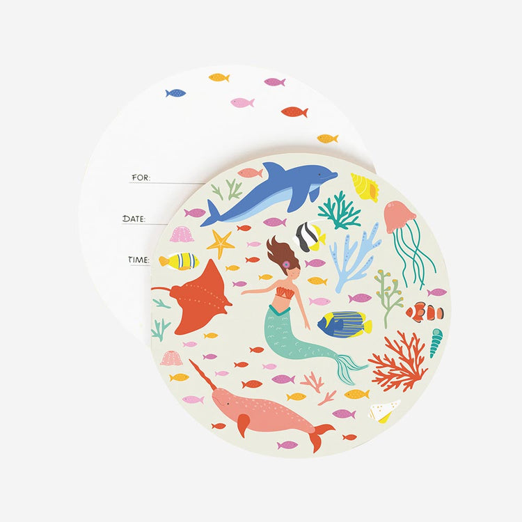 Cartes d’anniversaire sirène pour fête sous la mer