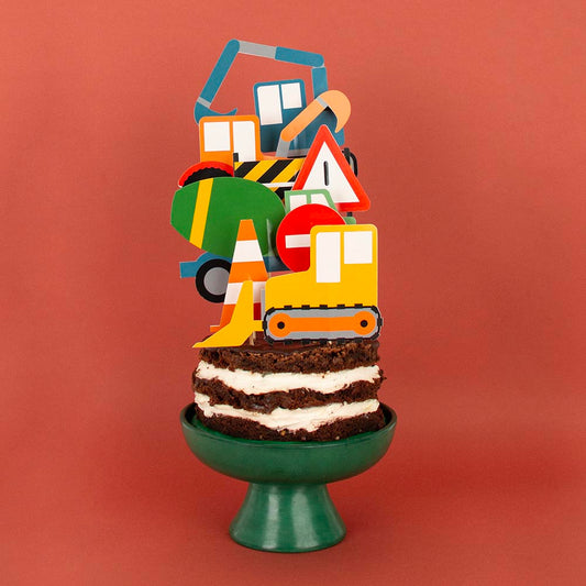 8 toppers da cantiere: decorazione per torta di compleanno per ragazzo