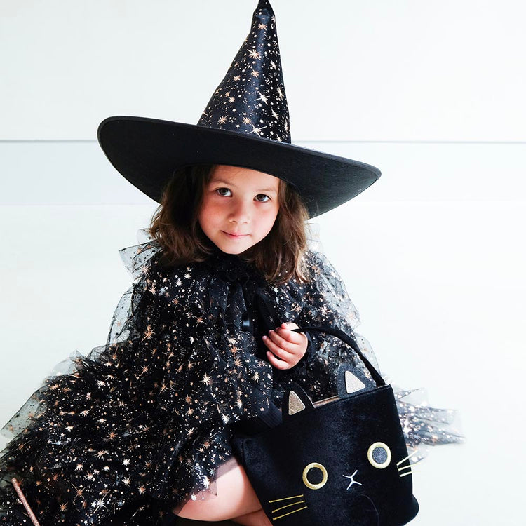 Black witch hat with stars