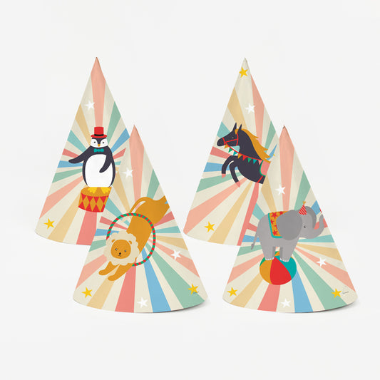 Chapeaux pointus cirque, accessoires rigolos pour fête enfant