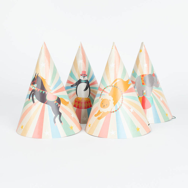 Chapeaux pointus cirque, accessoires rigolos pour fête enfant