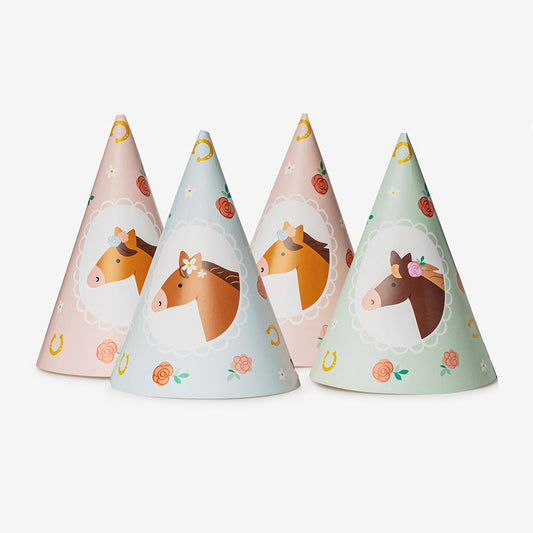 6 chapeaux pointus cheval fleuri : accessoire photobooth enfant