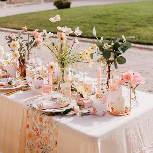 Chemin de table fleurs pastel : decoration de table anniversaire