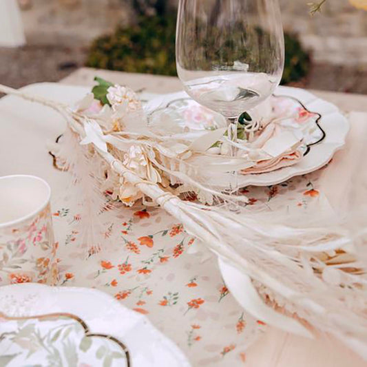 Chemin de table fleurs : deco de table mariage champetre