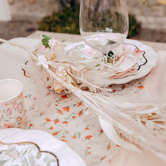Flowery field table runner chic country party decoration