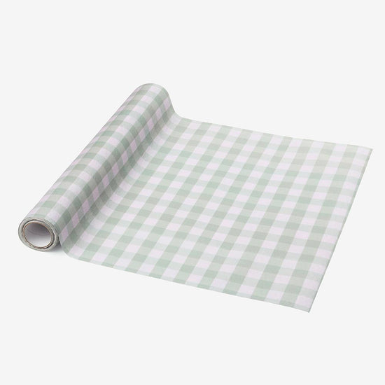 chemin de table vichy aqua en tissu pratique