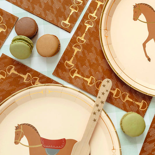 12 serviettes étriers pour une déco de table anniversaire cheval