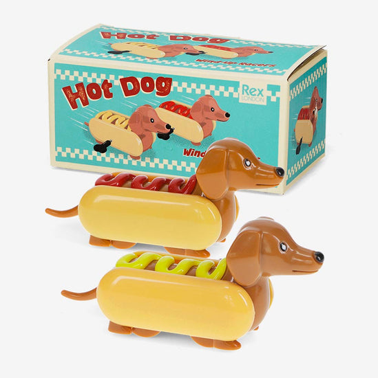 2 chiens (hot-dog) mécaniques : cadeau enfant noel, calendrier de l'avent, anniversaire