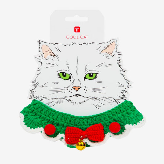 Navidad - Collar navideño de crochet para gato