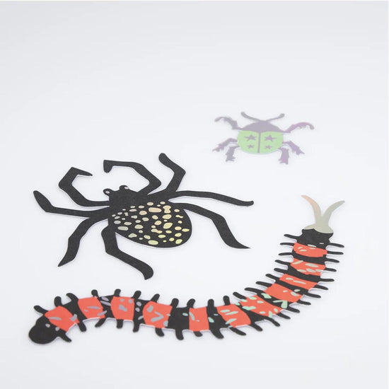 Décoration d'Halloween : araignée, mille patte et scarabée en papier