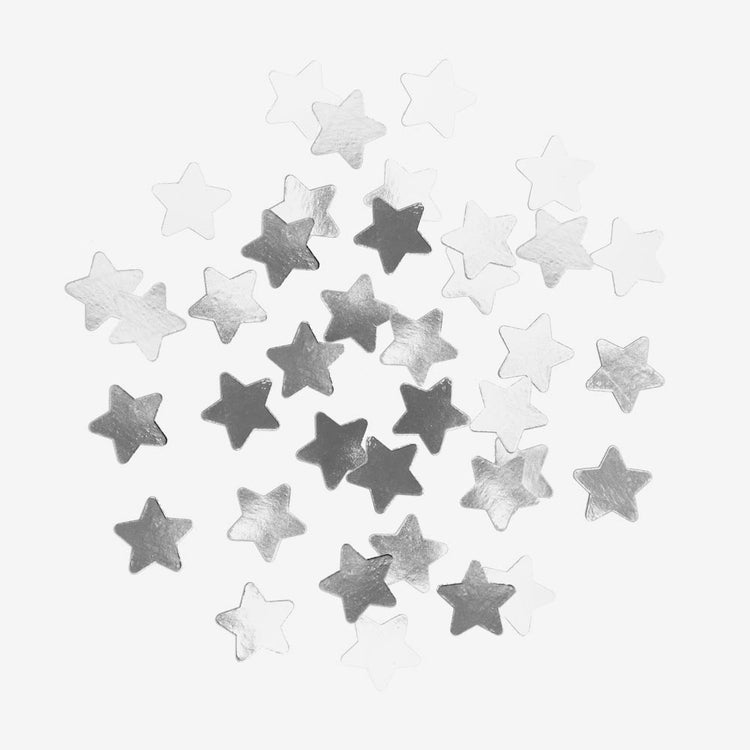 confettis étoiles argentées décoration de table fête anniversaire ou noel