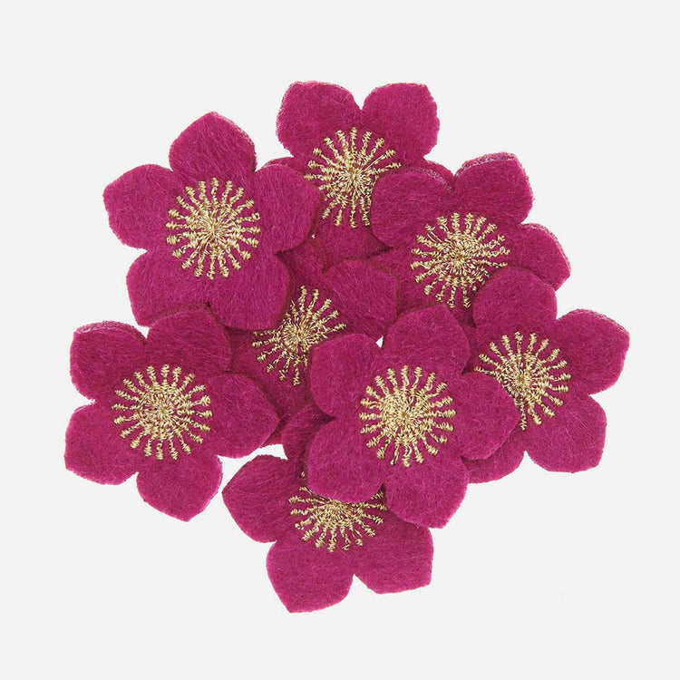 Confettis en feutrine rose de Noël prune : deco de table noel