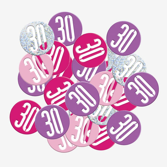 Confettis 30 ans roses : décoration table anniversaire 30 ans