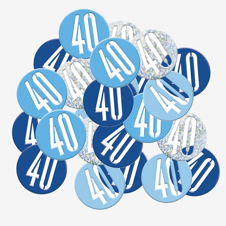 Confettis nombre 40 bleu : deco de table anniversaire 40 ans