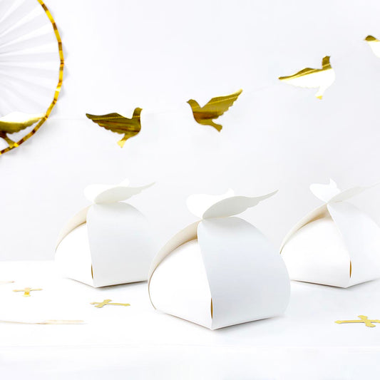 10 contenants ailes blanches : decoration de table bapteme