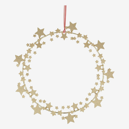 Corona de estrella dorada Meri Meri con cinta de terciopelo rosa