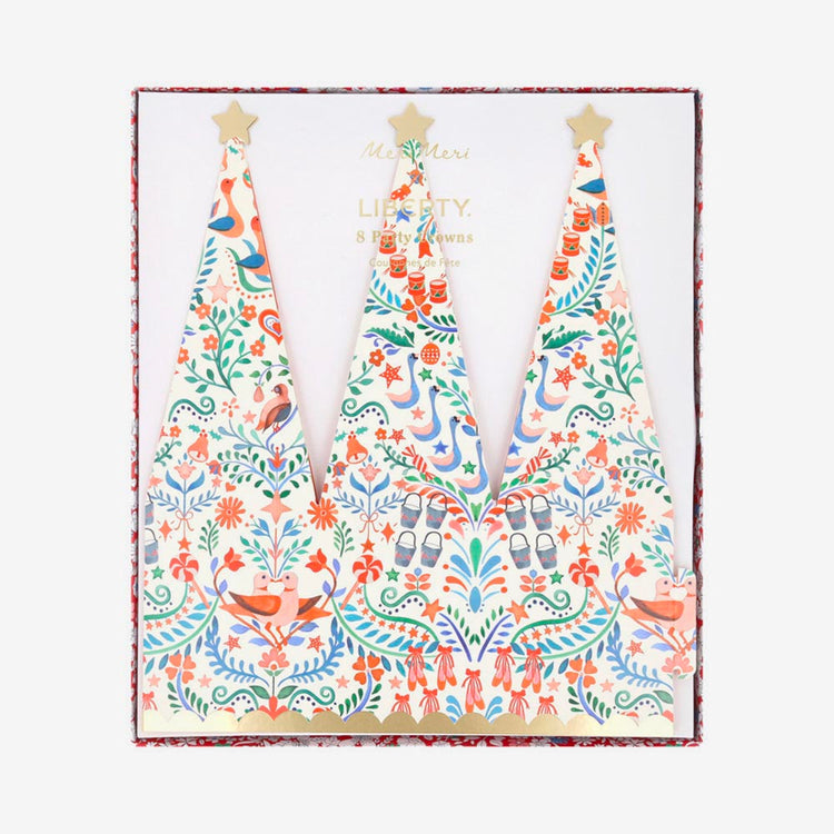 8 couronnes liberty de noël meri meri pour invités de noel, galette des rois ou nouvel an