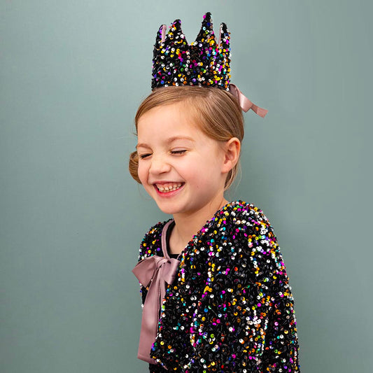 Black sequin crown