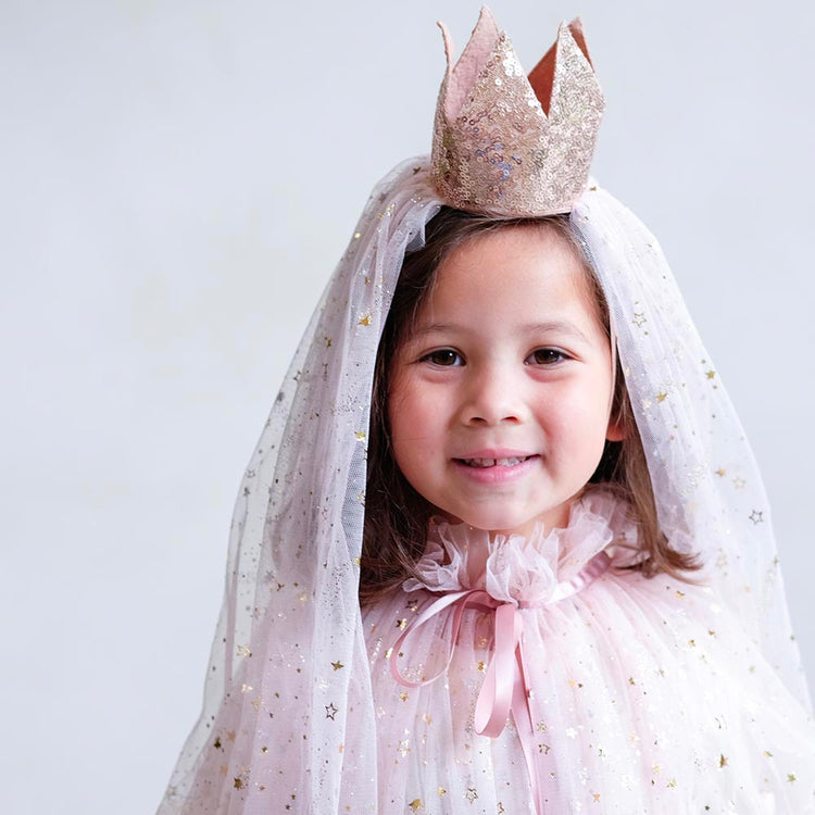 Couronne et traine rose à paillettes