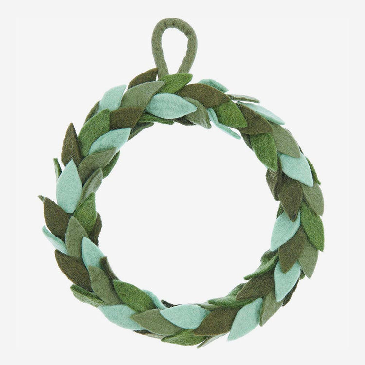 Couronne de Noël feuilles vertes : décoration de Noël