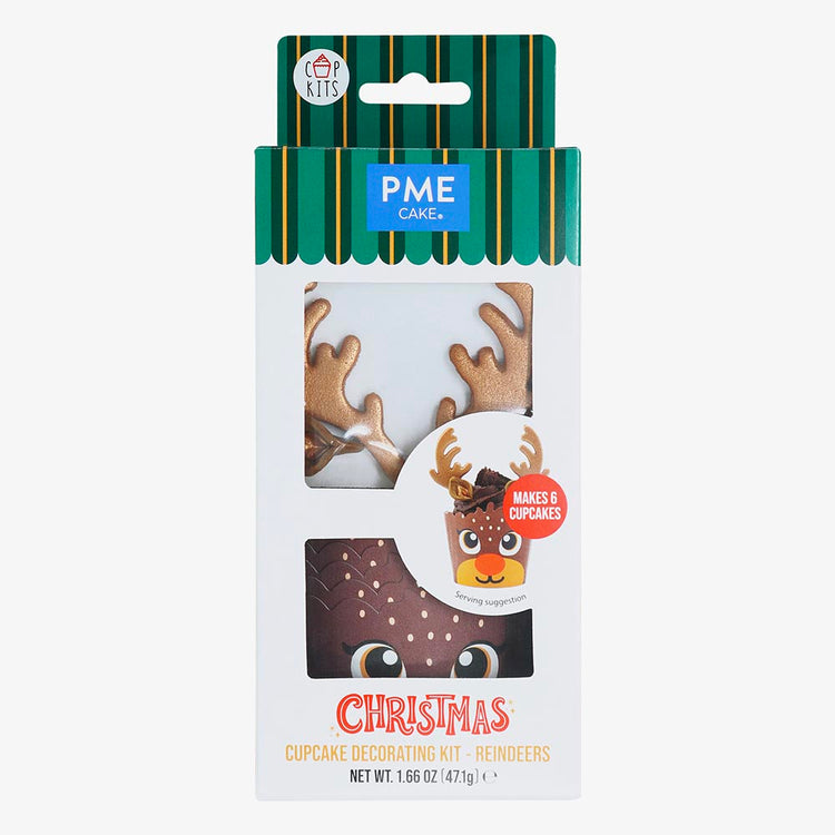 6 déco comestibles + 6 caissettes pour cupcakes Renne