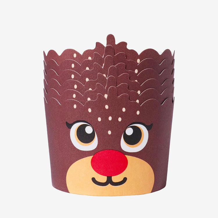 6 déco comestibles Rennes de Noël + 6 caissettes à cupcakes pour dessert de Noël