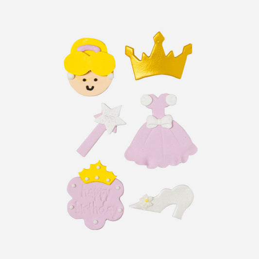 6 decorazioni di zucchero per decorare la torta di compleanno della principessa