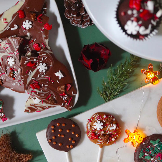 Décorations Renne et Père Noël en sucre pour bûche de Noël