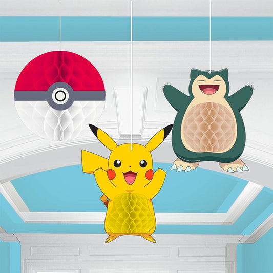 3 décorations alvéolées Pokémon : decoration anniversaire garcon