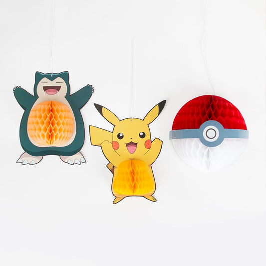 3 décorations alvéolées Pokémon