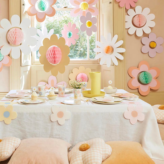 7 fleurs alvéolées : decoration fete chic pour anniversaire fille