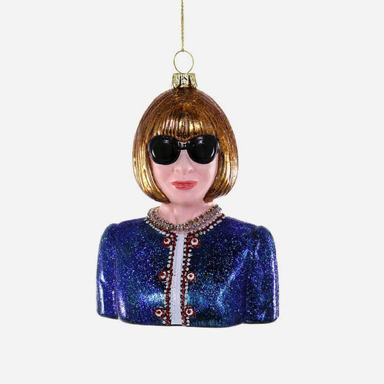 Décoration de Noël Anna Wintour bleue - ornement de noel mode