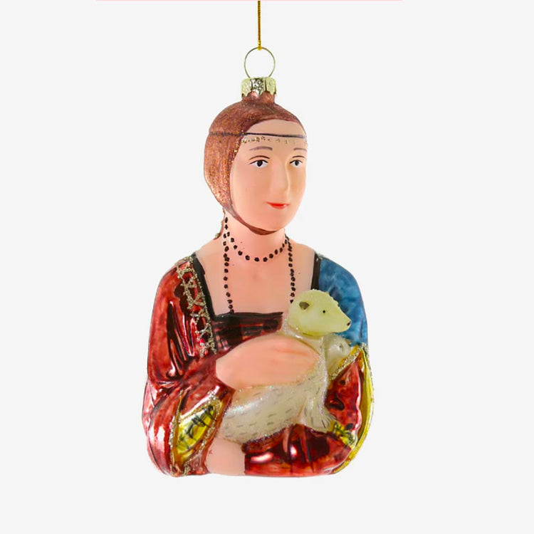 1 décoration de noel la dame à l'hermine : déco noel originale, cadeau de noel ou secret santa