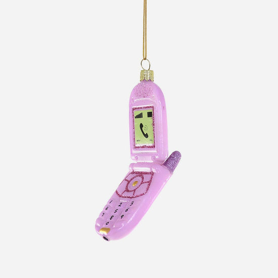 Deco de Noel téléphone à clapet rose : deco sapin noel girly