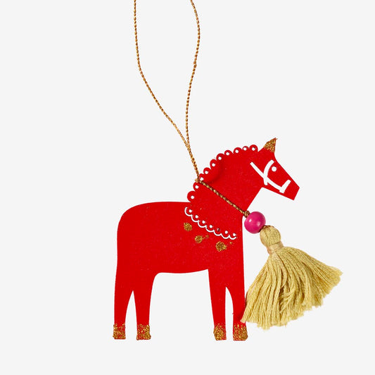 1 décoration de Noël cheval en bois rouge parfait pour fête de Noël