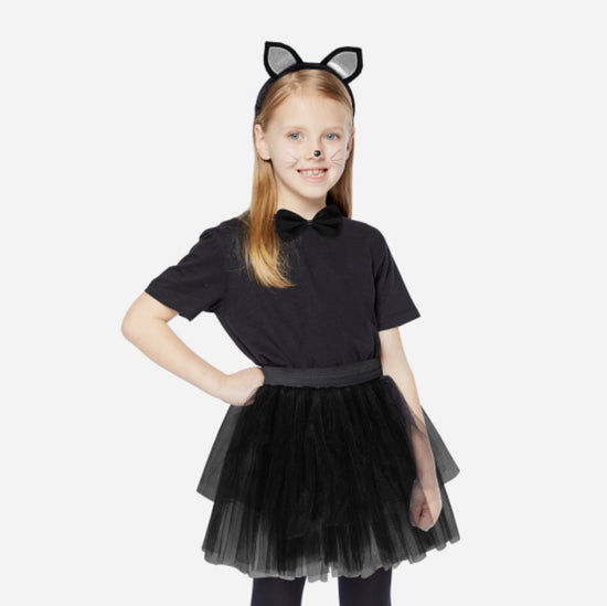 Déguisement de chat noir en tulle : costume pour enfant halloween