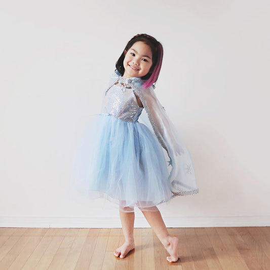 Robe de princesse bleue à sequins, déguisement pour anniversaire