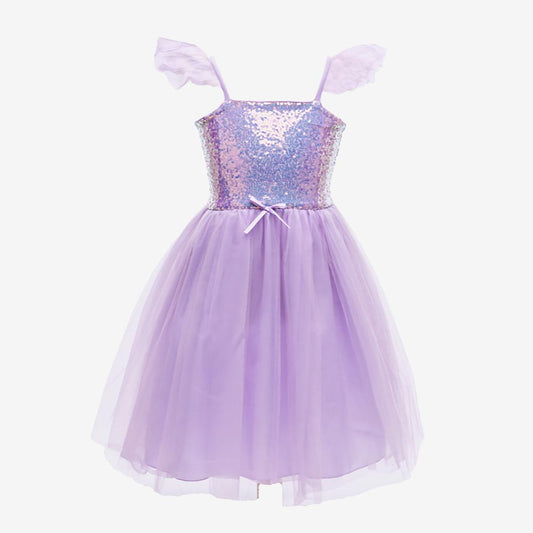 Robe de princesse mauve à sequins, costume de fête féérique