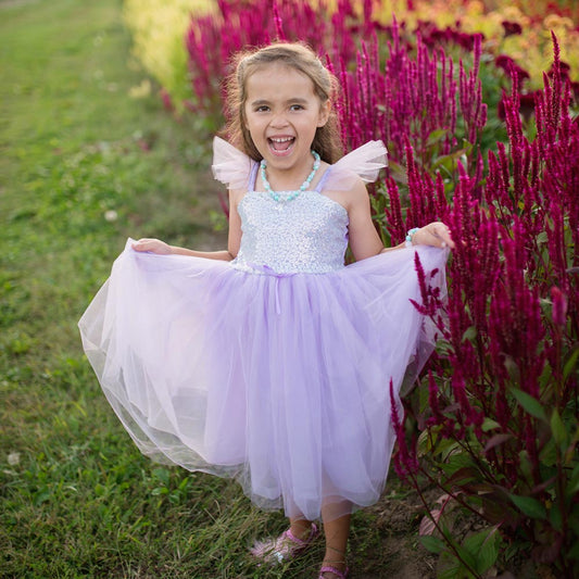 Robe de princesse mauve à sequins, costume d'anniversaire magique