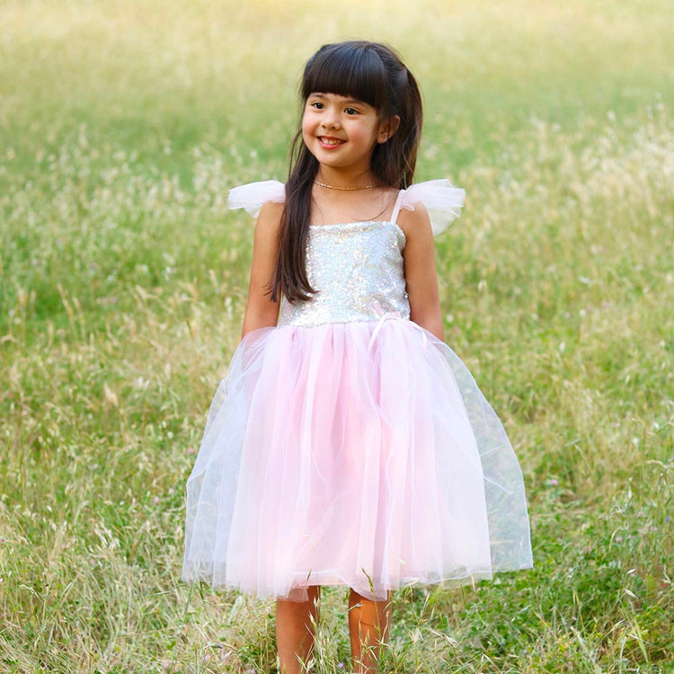 Jupe En Tulle à Paillettes Rose Pour Petite Fille - Robe Princesse Pour Fête, Universitaire, Hiver - Taille 6-7 Ans
