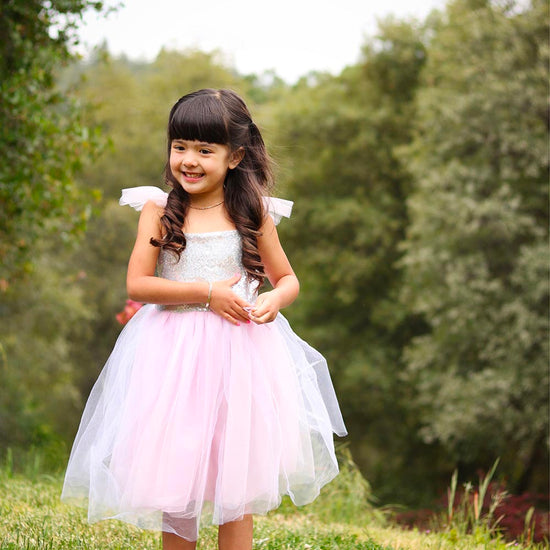 Robe de princesse rose pour fille avec sequins et tulle