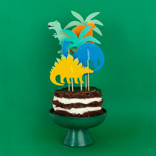 Cake topper thème Dinosaure Tropical - décoration à personnaliser pour  gâteau anniversaire