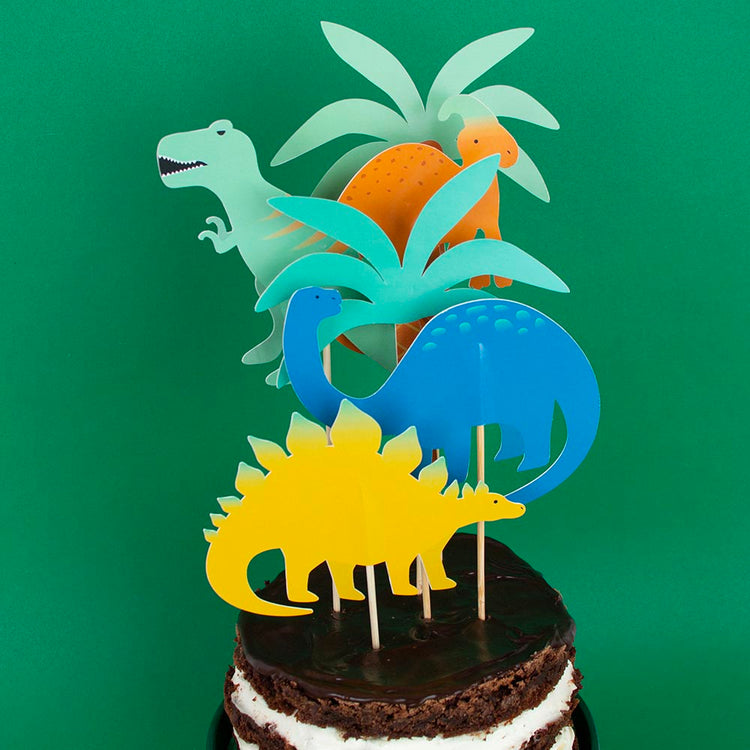 38 Pièces Décoration Gâteau Dinosaure - Toppers, Volcan, Arbres, œufs - Pour Anniversaire Thème Dinosaure