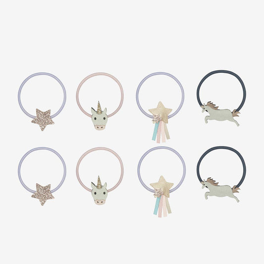 8 élastiques licorne pastel : accessoire deguisement fille