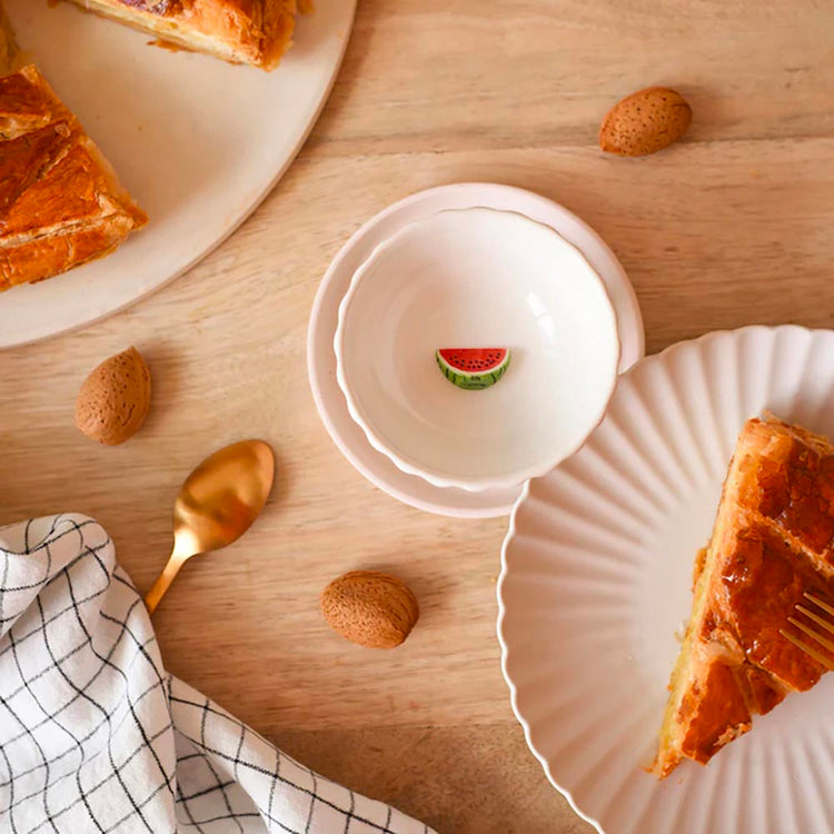 Décoration pour gâteau : fève porcelaine pastèque à collectionner