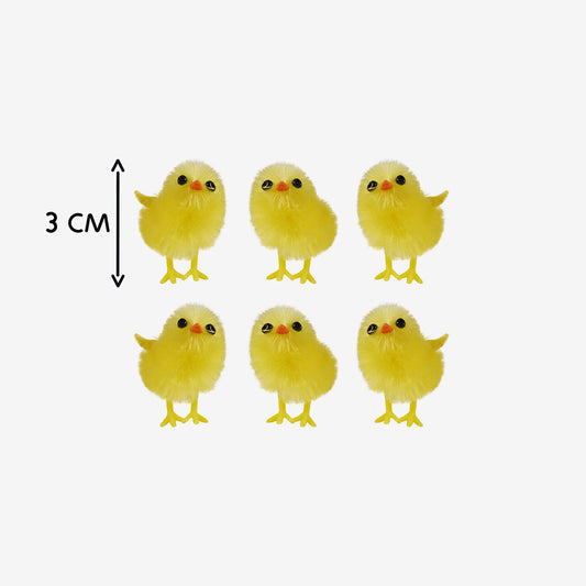 6 petites figurines poussins jaunes : deco de table paques