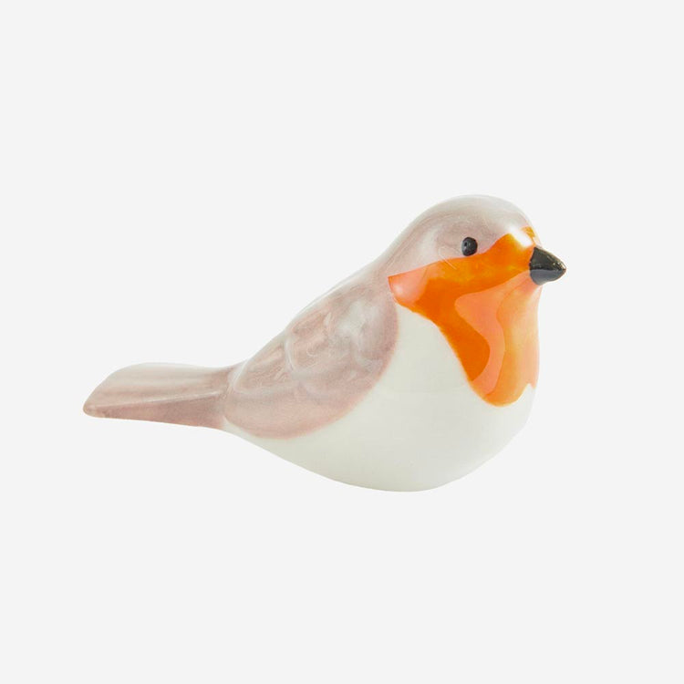 Rouge-gorge en porcelaine : décoration de Noël