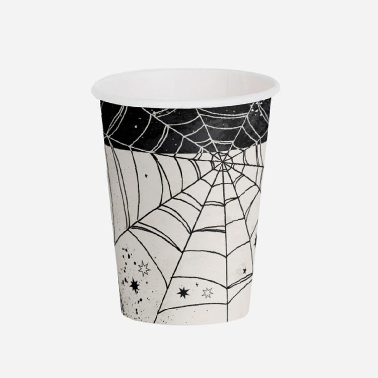 8 gobelets en carton toile d'araignée : deco de table halloween